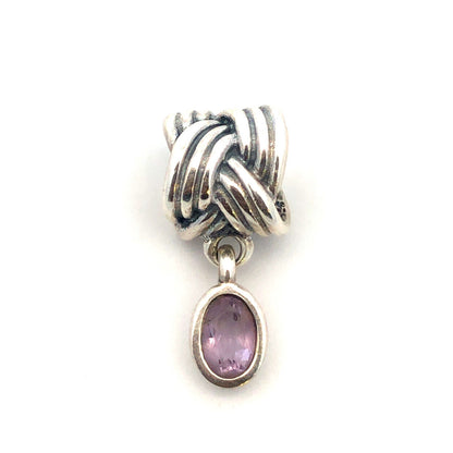 Authentic PANDORA 925 Sterling Silver Amethyst Tied Together 790476PAM Charm