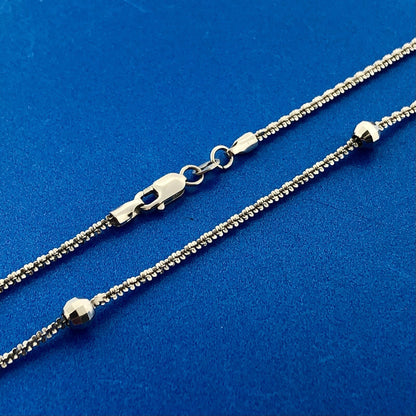 Italy 14K White Gold Twisted Rope Disco Ball Station Necklace