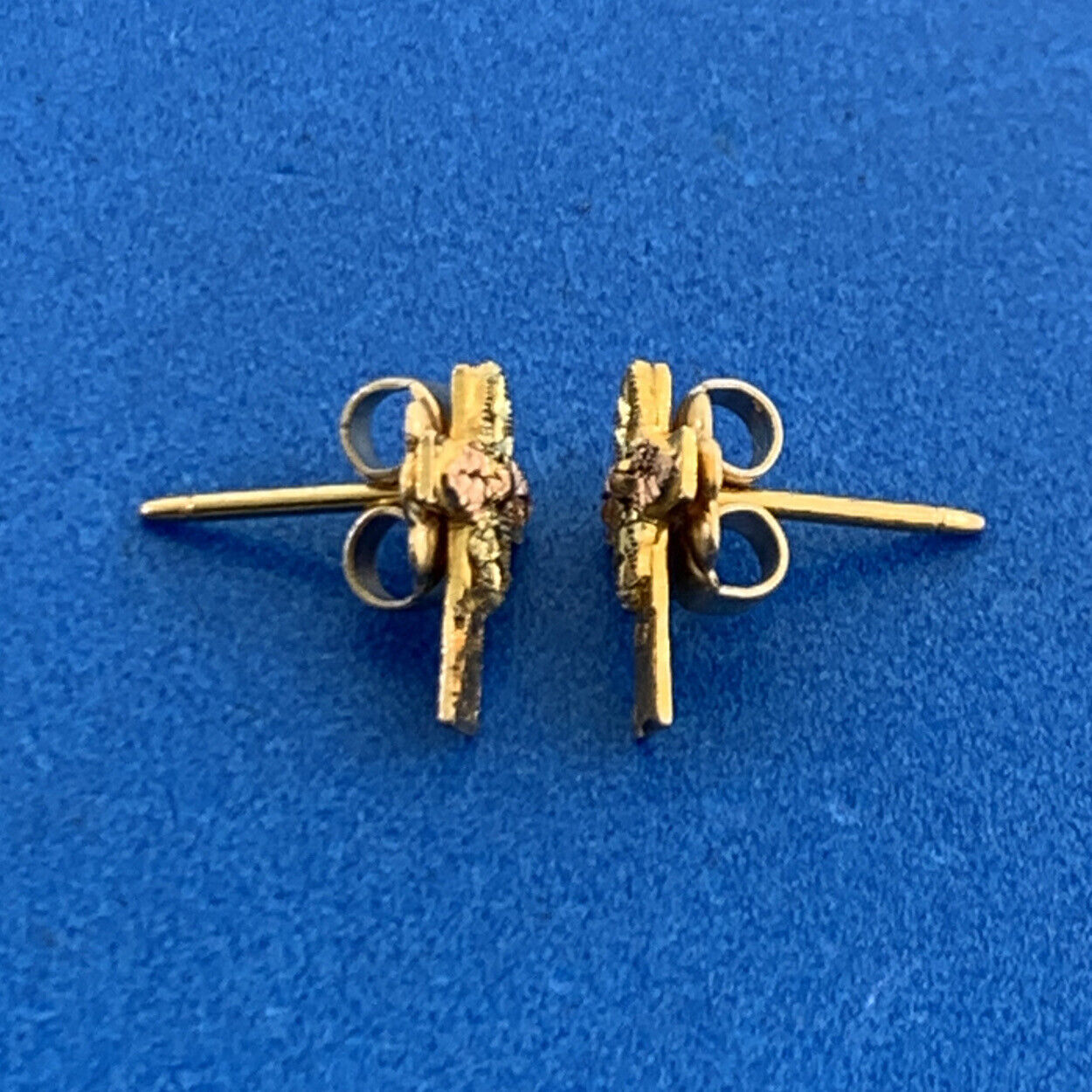 Designer 14K Yellow & Rose Gold Petite Cross Stud Earrings