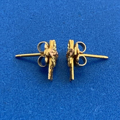 Designer 14K Yellow & Rose Gold Petite Cross Stud Earrings