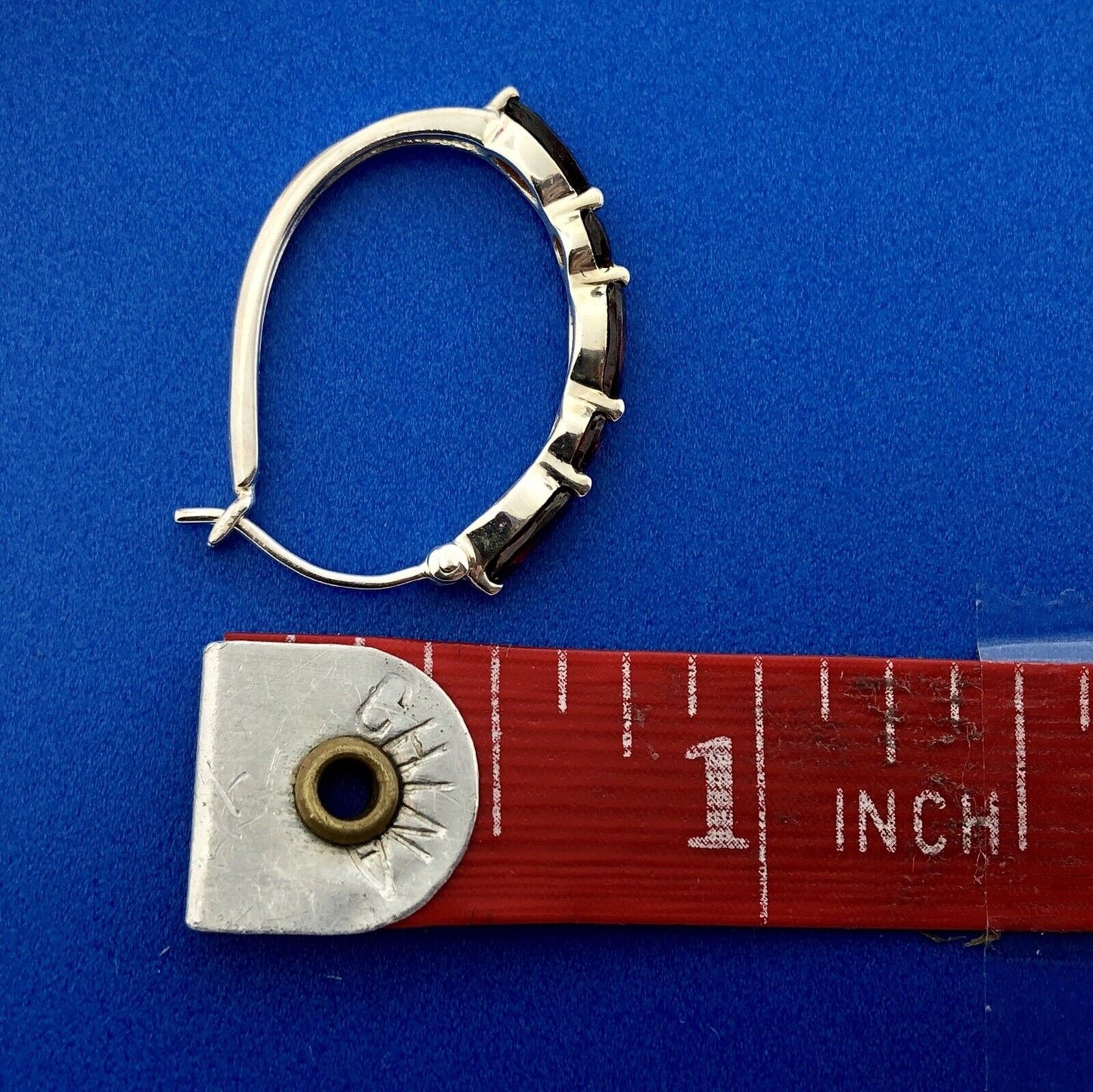 Designer Sterling Silver 925 Garnet January Anniversary Occasion Hoop Earrings