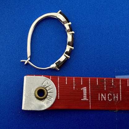 Designer Sterling Silver 925 Garnet January Anniversary Occasion Hoop Earrings