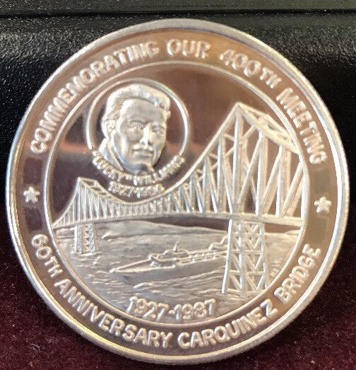 1987 Vallejo Numismatic Society 400th Meeting/60th Anniv Carquinez Bridge .999