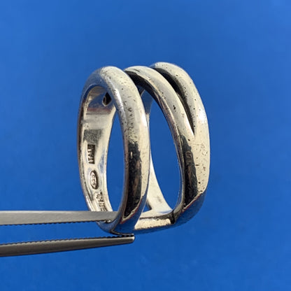 Tiffany & Co Italy 925 Sterling Silver Diagonal Infinity Wide Band Size 6.5 Ring