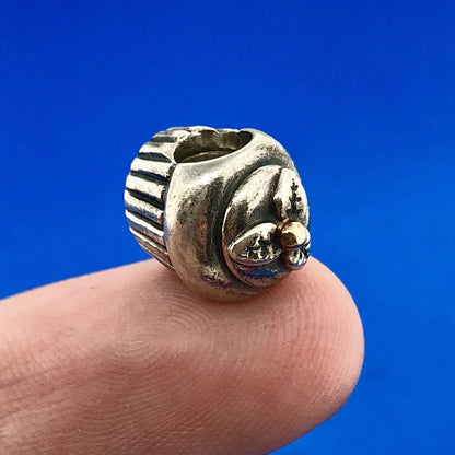 Authentic Pandora 925 Sterling Silver 14K Gold Cupcake Charm 790417 Retired