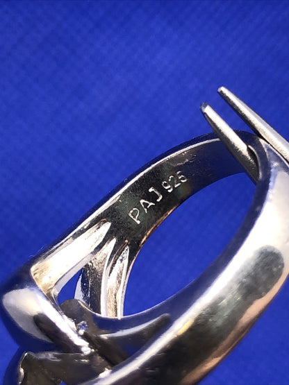 Designer PAJ 925 Sterling Silver Modernist Interlocked Entwined Knot Ring