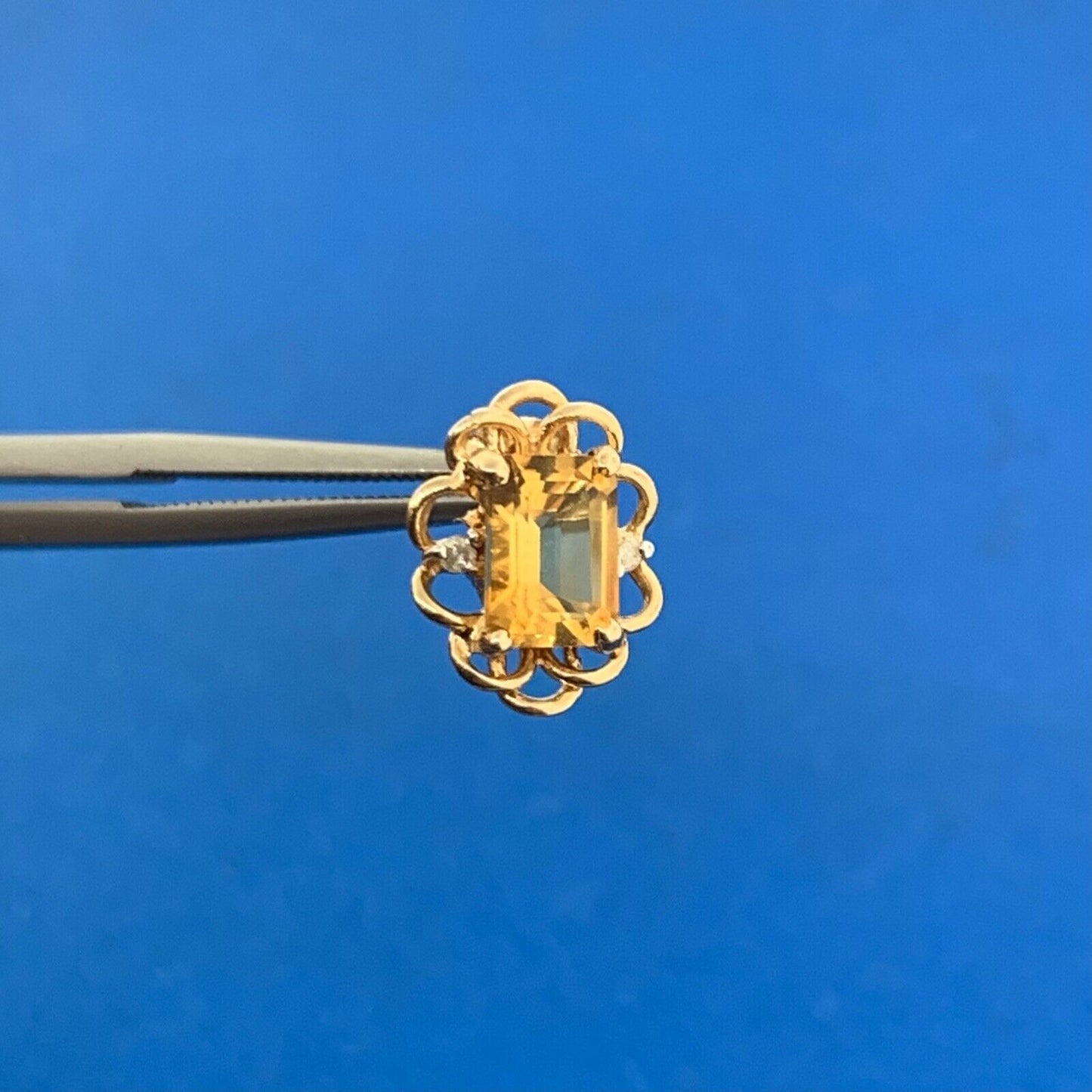 Designer 14K Yellow Gold Citrine Diamond November Anniversary Stud Earrings