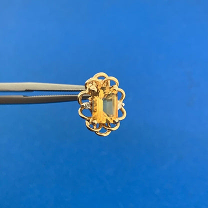 Designer 14K Yellow Gold Citrine Diamond November Anniversary Stud Earrings
