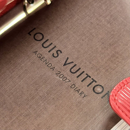 Louis Vuitton Red Epi Leather Binder Medium Ring Agenda Diary Calendar Planner