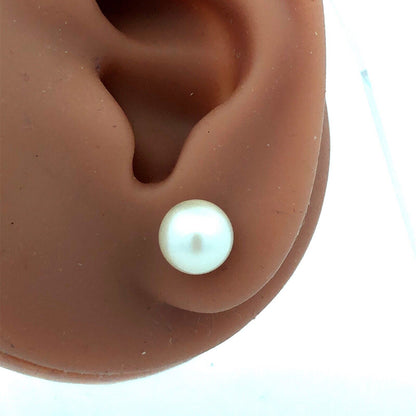 Estate 14K Yellow Gold Round Pearl Ball Stud Earrings