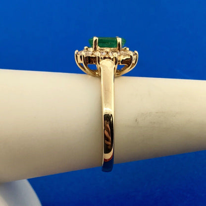 Estate 10K Yellow Gold Emerald Diamond May Anniversary Engagement Ring