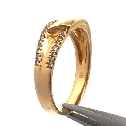 Designer 14K Yellow Gold Diamond Modernist Wedding Bridal Anniversary Band Ring