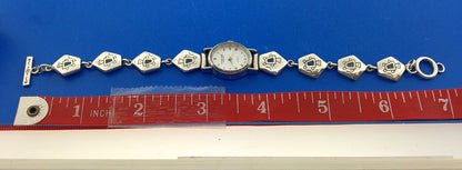 Stone Age Native American Artisan Sterling Silver 925 MOP Bracelet Watch