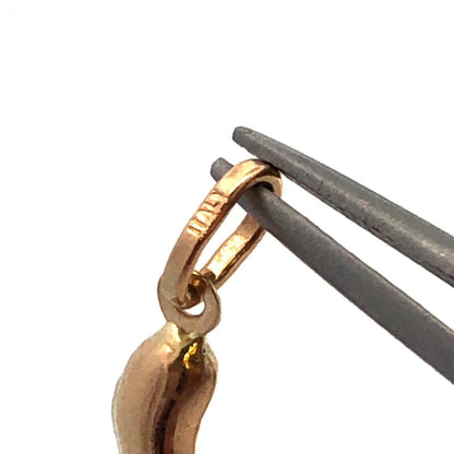 Estate 14K Yellow Gold Italian Horn Prosperity Good Luck Charm Pendant