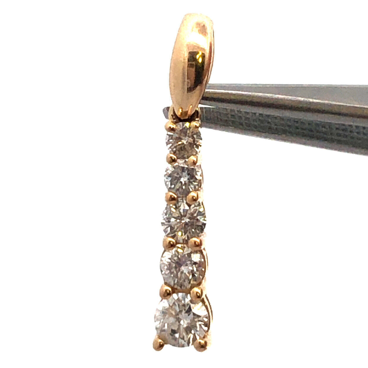 Designer 14K Yellow Gold Diamond Drop Anniversary Bar Pendant