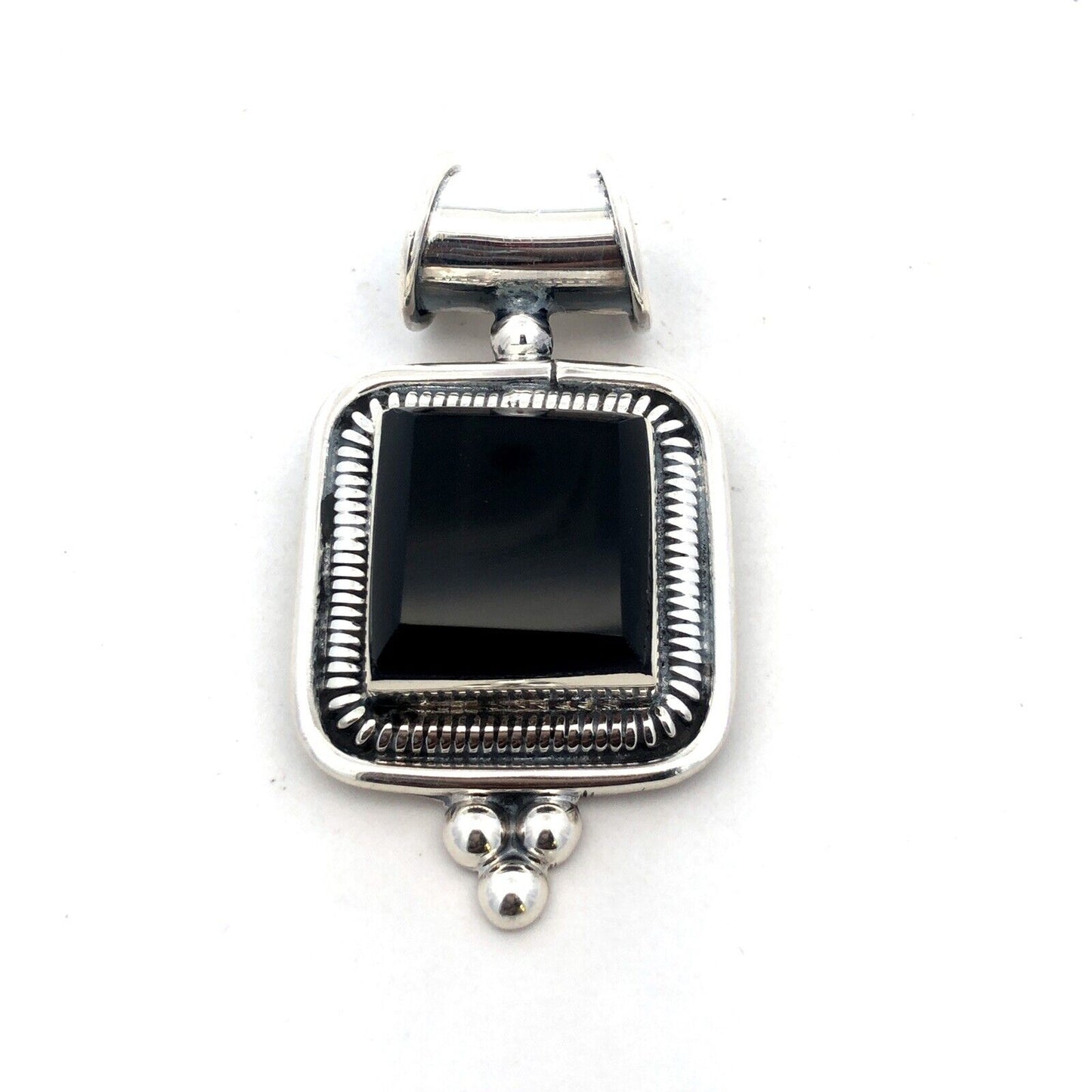 Taxco Mexico 950 Silver TN-30 Square Black Onyx Statement Pendant