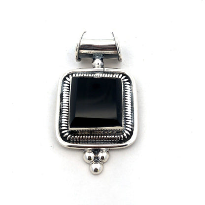 Taxco Mexico 950 Silver TN-30 Square Black Onyx Statement Pendant