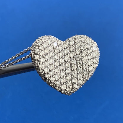 Designer GC2 14K White Gold Diamond Heart Anniversary Pendant Necklace