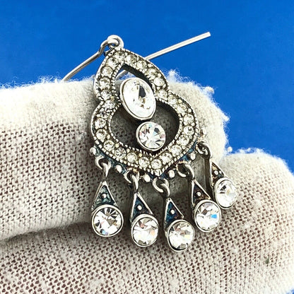 Sterling Silver 925 Cubic Zirconia CZ Statement Chandelier Dangle Earrings