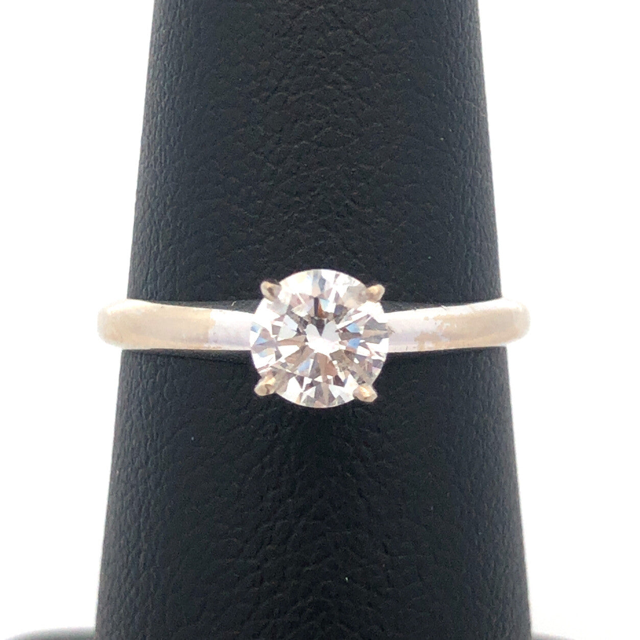 Designer 14K White Gold Round Diamond Solitaire Size 6.75 Engagement Ring