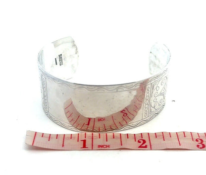New Orleans Silversmiths Sterling Silver Etched Engravable Open Cuff Bracelet