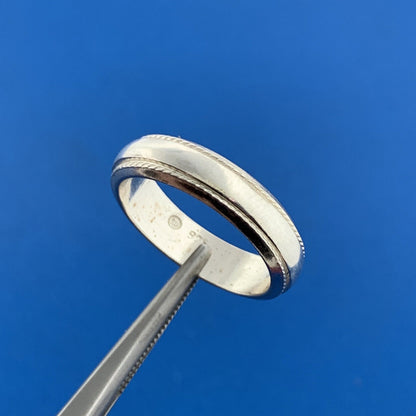 Designer SU 925 Sterling Silver 5 MM Polished Textured Wedding Cigar Band Ring