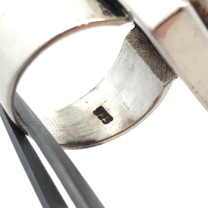 Vintage 925 Sterling Silver Rectangle Brown Jasper Bezel Statement Ring