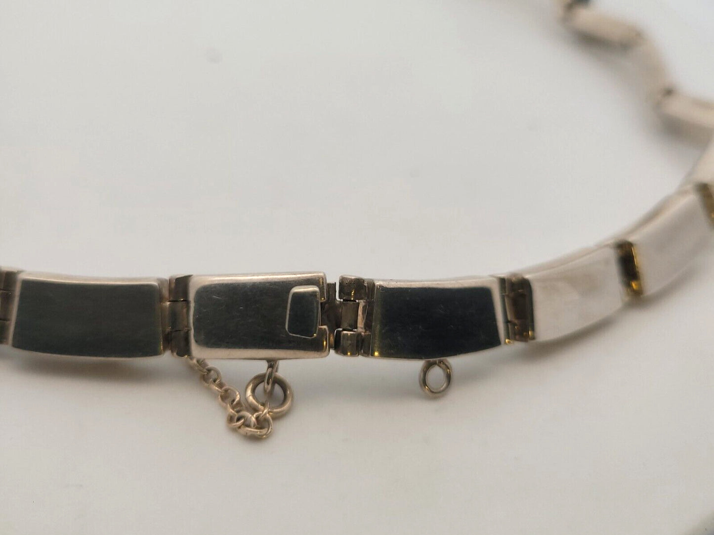 Navajo Calvin Begay Sterling Silver Black Onyx White Agate Cabochon Necklace