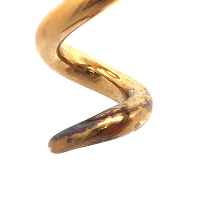 Designer UF 14K Yellow Gold Modernist Spiral Swirl Drop Dangle Stud Earrings