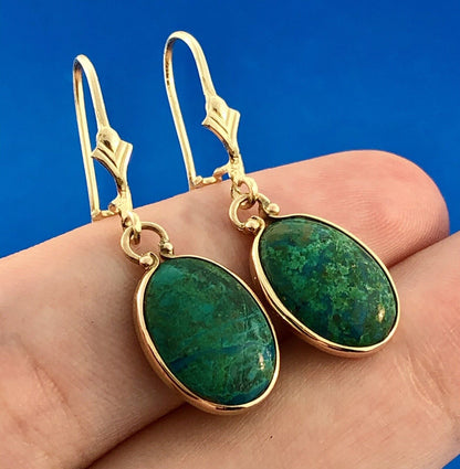 Vintage 14K Yellow Gold Maw Maw Sit Sit Oval Drop Dangle Hook Earrings