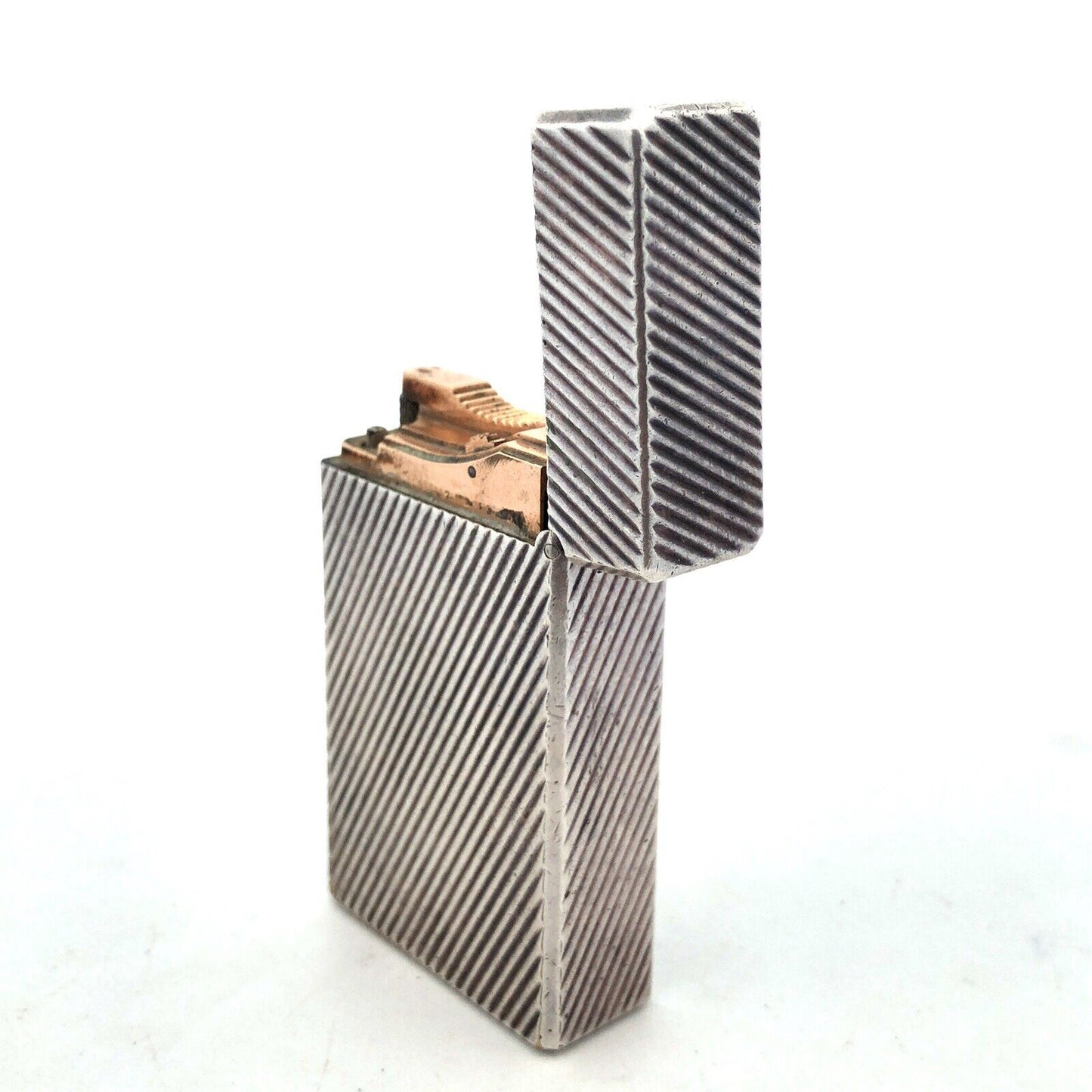Vintage ST Dupont Paris Two Toned Silver Plated Cigarette Cigar Lighter