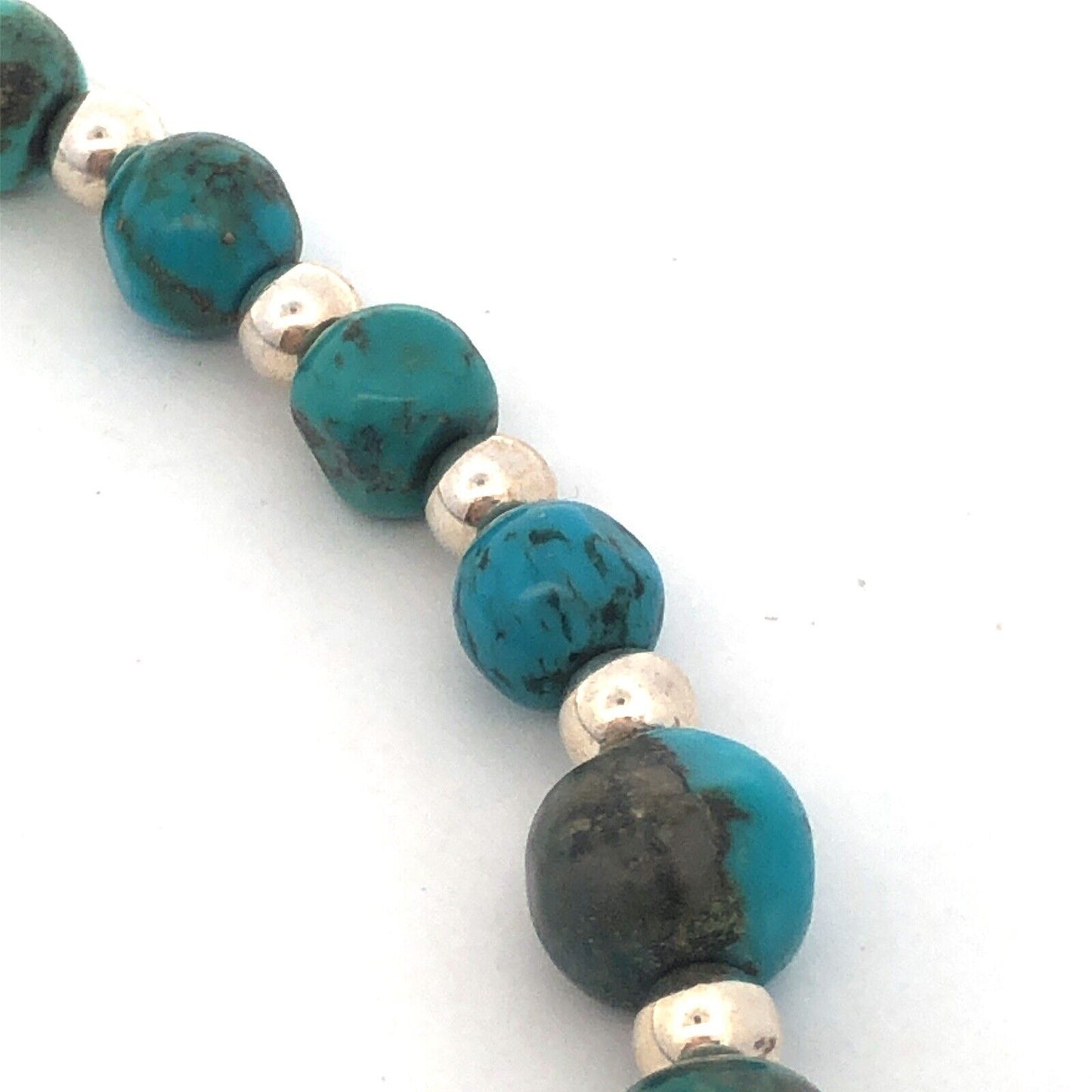 Native American Carolyn Pollack 925 Sterling Silver Turquoise Beaded Necklace