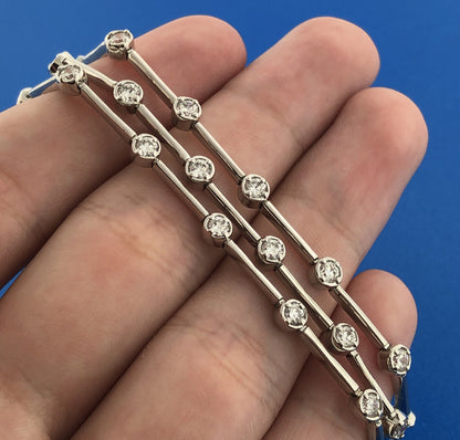 Elegant FAS Sterling Silver 925 Cubic Zirconia Three Strand Tennis Bracelet