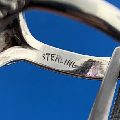 Stunning Sterling Silver 925 Large Oval Cut Purple Amethyst Floral Ring Size 6