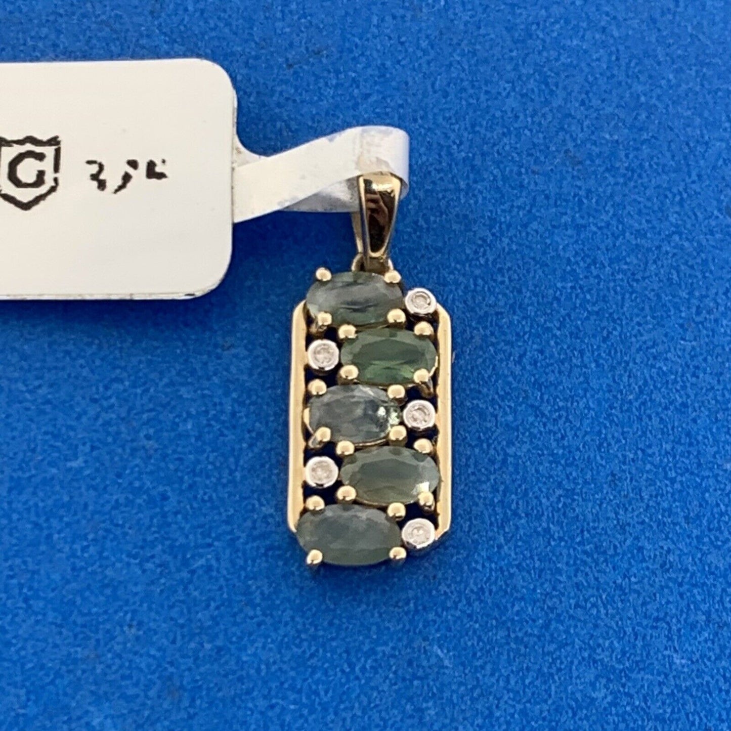 9K Yellow Gold Gemstone Diamond Accented NWT Pendant