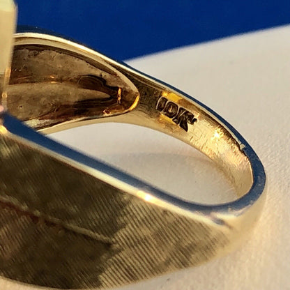 Art Deco Esemco 10K Yellow Gold Orange Sapphire Statement Cocktail Ring