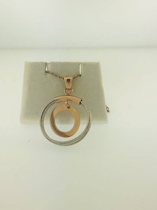 Dyadema Italy Sterling Silver Rose Wash Two Toned Life Infinity Circle Necklace