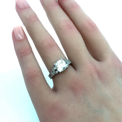 Designer 14K White Gold Cubic Zirconia CZ Engagement Wedding Bridal Ring