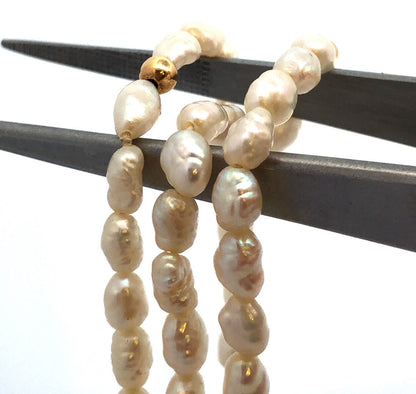 Estate 14K Yellow Gold Baroque Pearl Gold Bead Necklace
