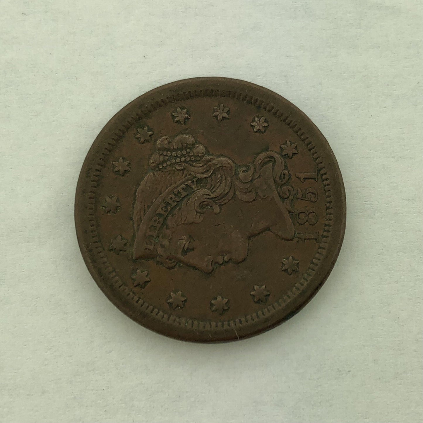 1851 Liberty Head Braided Hair Large Cent 1c Philadelphia Mint Copper Coin