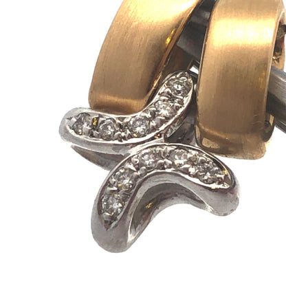14K Yellow White Gold Diamond X Criss Cross Two-Tone Modernist Charm Pendant