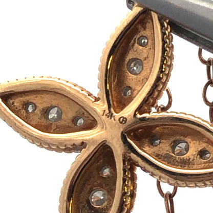 Designer 14K Yellow Gold Diamond Floral Pinwheel Necklace