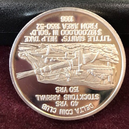 1996 Delta Coin Club of Stockton 40th Annv/Stockton's 150th Annv .999 Silver Rnd