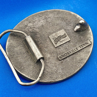 1982 Worlds Fair Logo Knoxville Tennessee Silver Tone Metal Oval Belt Buckle