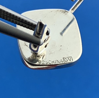 Designer 925 Sterling Silver Mother Of Pearl Square Dangle Drop Earrings