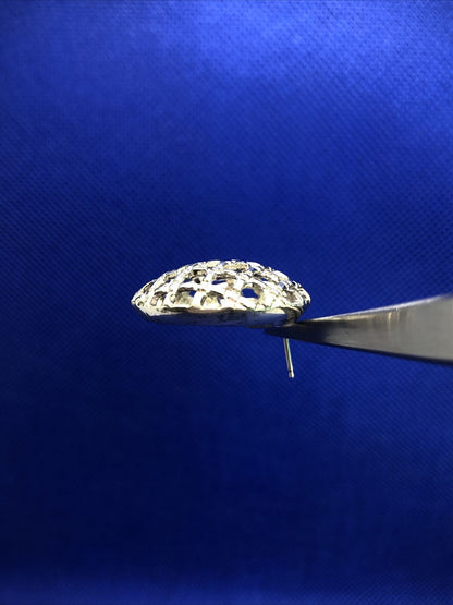 Designer 925 Sterling Silver Round Basket Weave Criss Cross Dome Stud Earrings