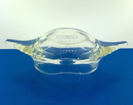 Mid Century Glass Bake Patent 124842 Clear Glass Stuffed Crab Mold Dish
