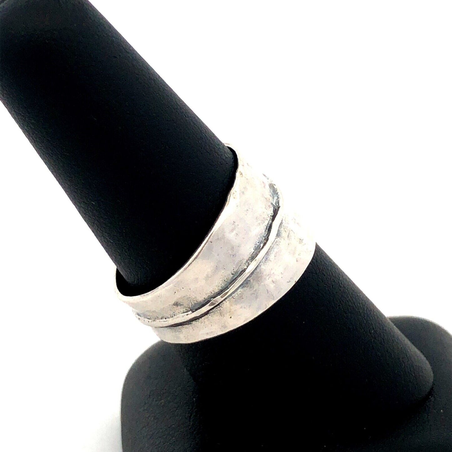 Designer 925 Sterling Silver Hammered Textured Wide Band Ring