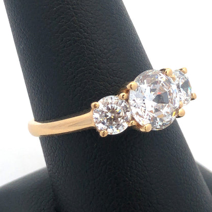 Designer 14K Yellow Gold Cubic Zirconia CZ Statement Engagement Ring 2.88tcw