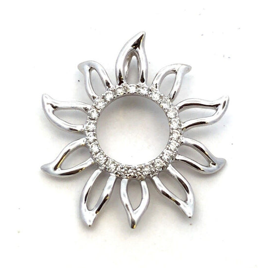 Designer NA HONKU 14K White Gold Round Diamond Sun Rays Summer Pendant